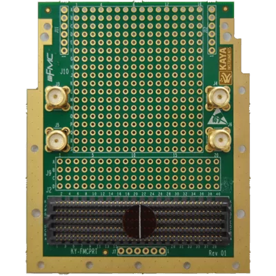 FPGA Mezzanine Card (FMC) prototype board low view